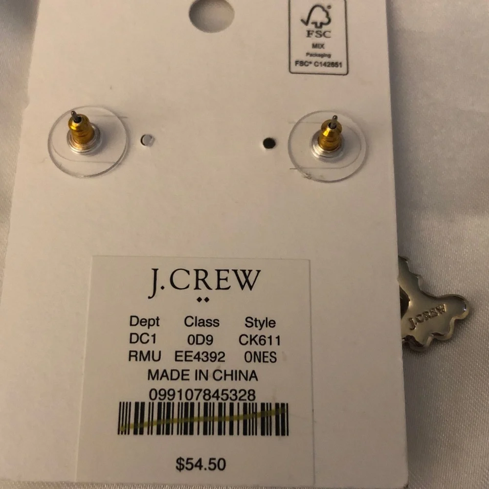 J. Crew Factory Silver Tone & Red Crystal Encrusted Lobster Drop Earrings NWT